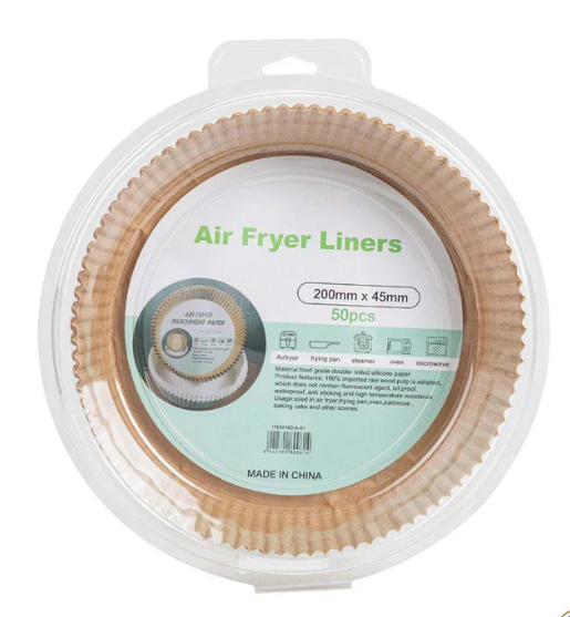 airfryer bakpapier rond 50 stuks – 200 x 45 mm