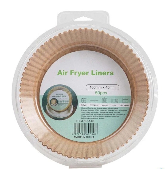 airfryer bakpapier rond 50 stuks – 160 x 45 mm
