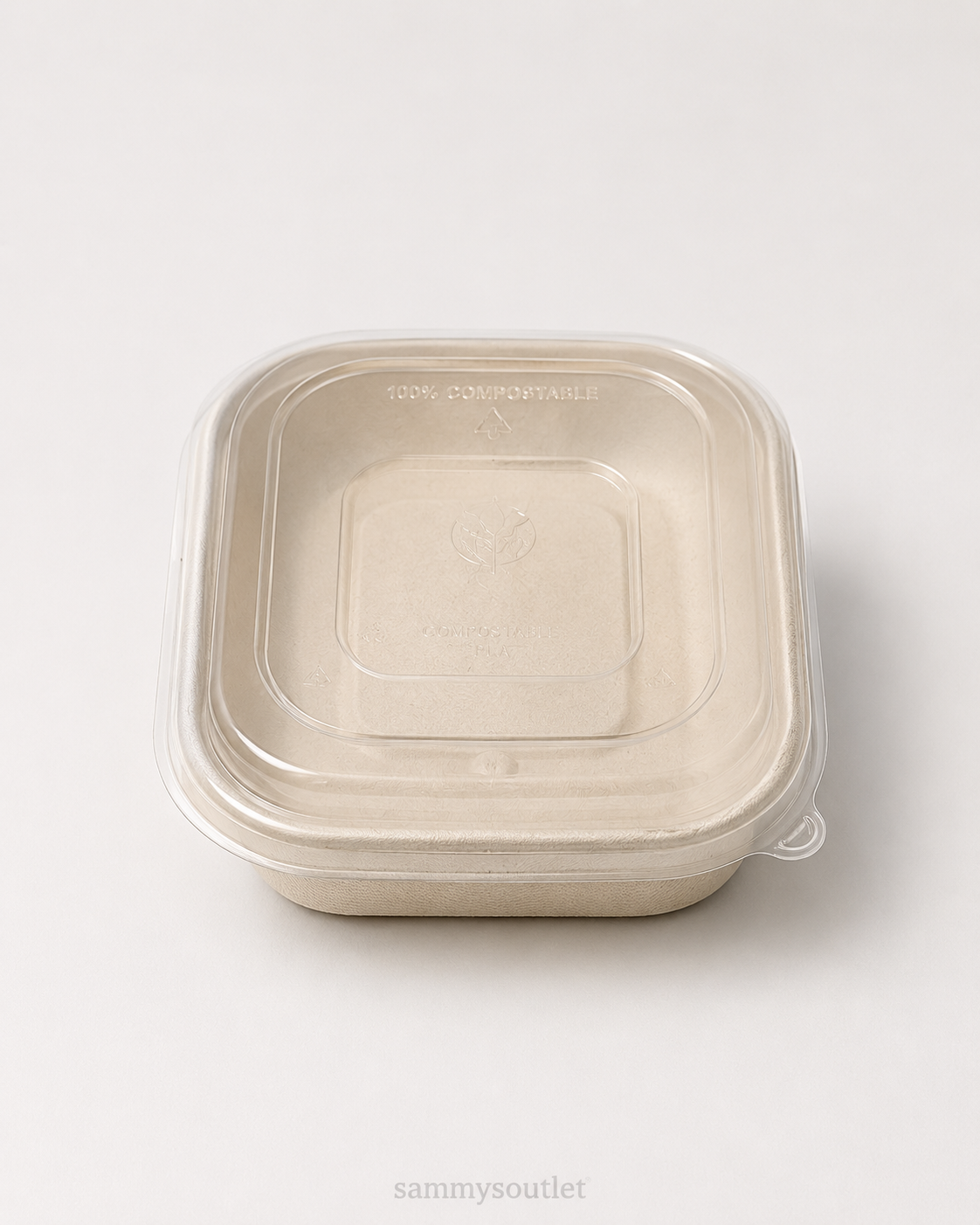 composteerbare kraft food bowl met transparant deksel – vierkant