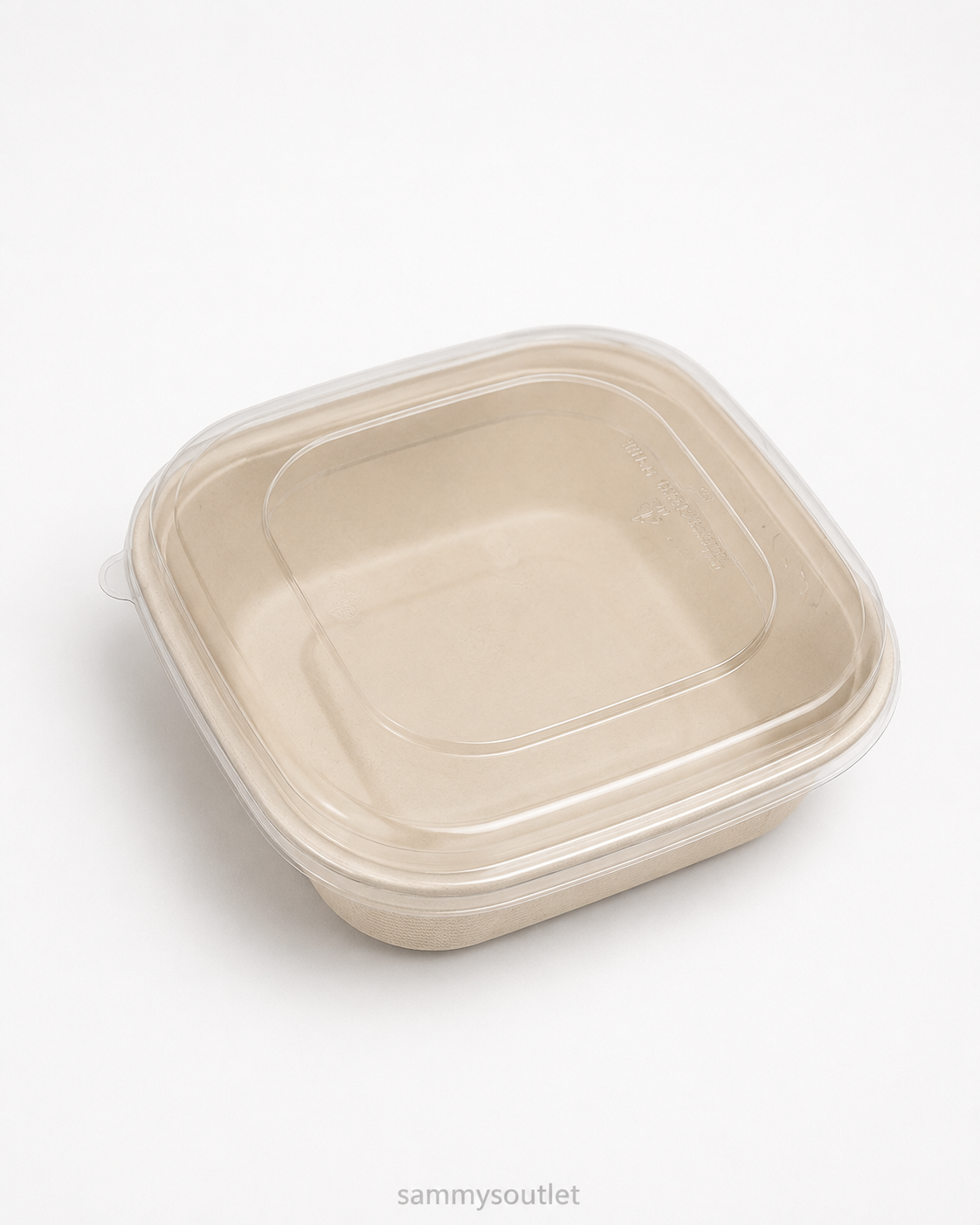 composteerbare kraft food bowl met transparant deksel – vierkant